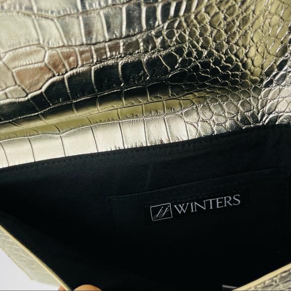 NEW JJ Winters Metallic Croc Clutch - Picture 11 of 14